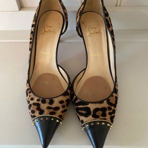 Louboutin Cheetah and Stud Kitten Heel